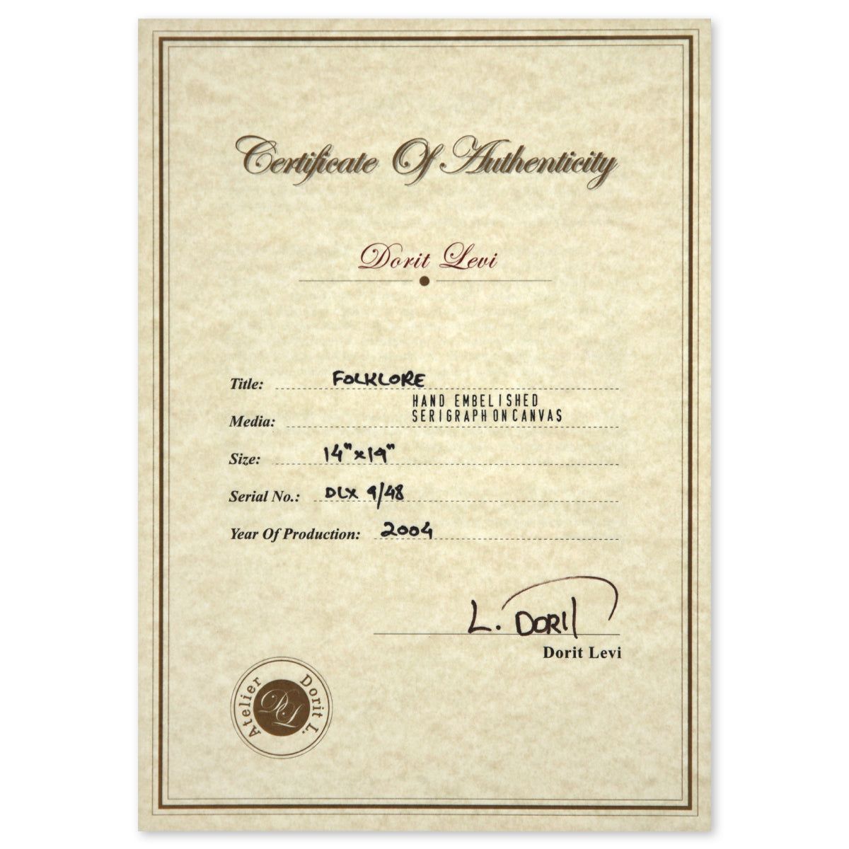 Dorit Levy- Hand Embelished Serigraph on Canvas "Folklore"