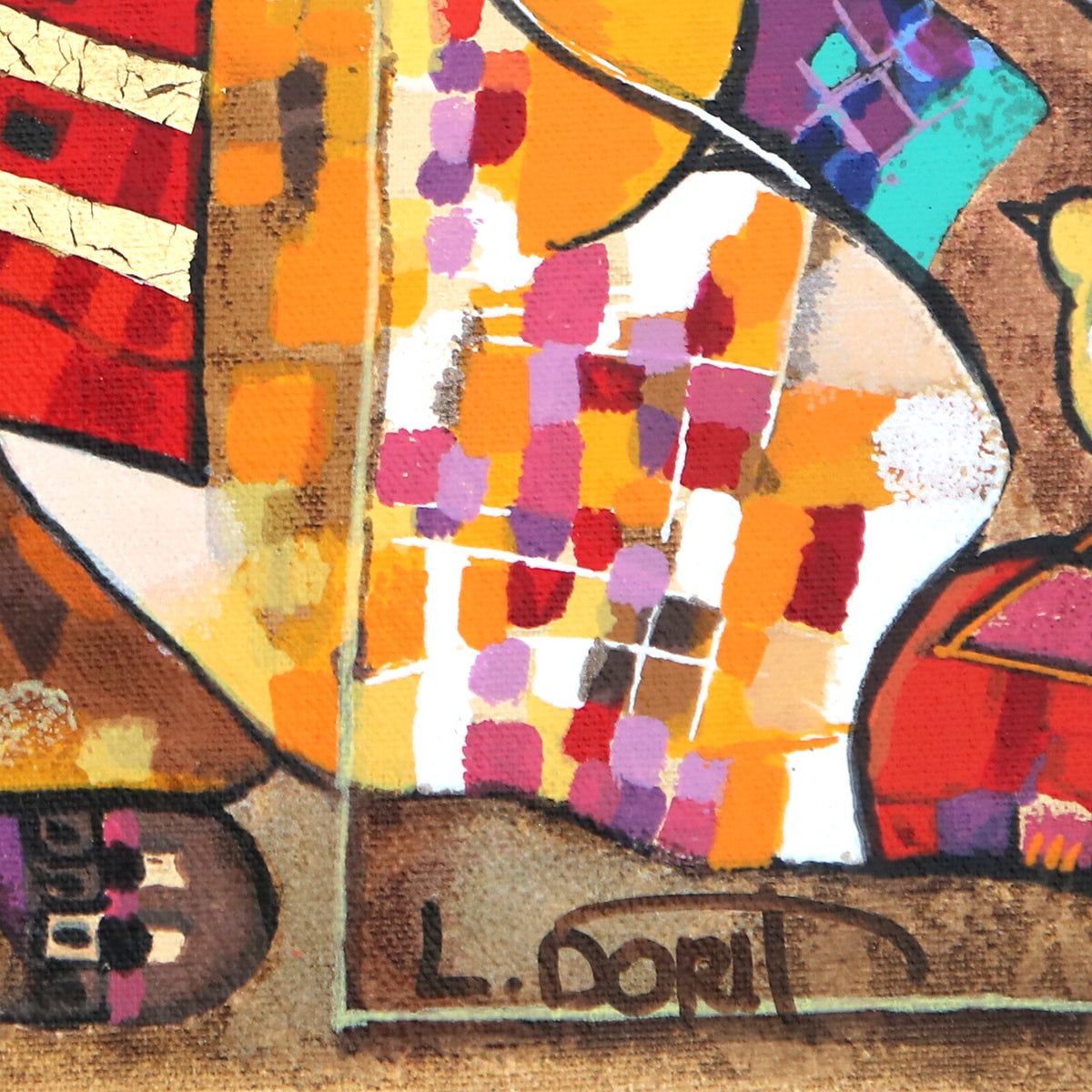 Dorit Levy- Hand Embelished Serigraph on Canvas "Jazz Dancers"