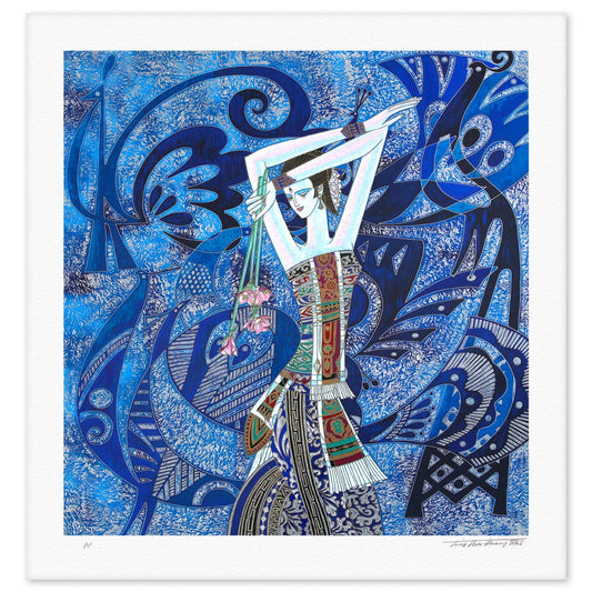 Ting Kuang- Silkscreen "Peacock and Flowers"