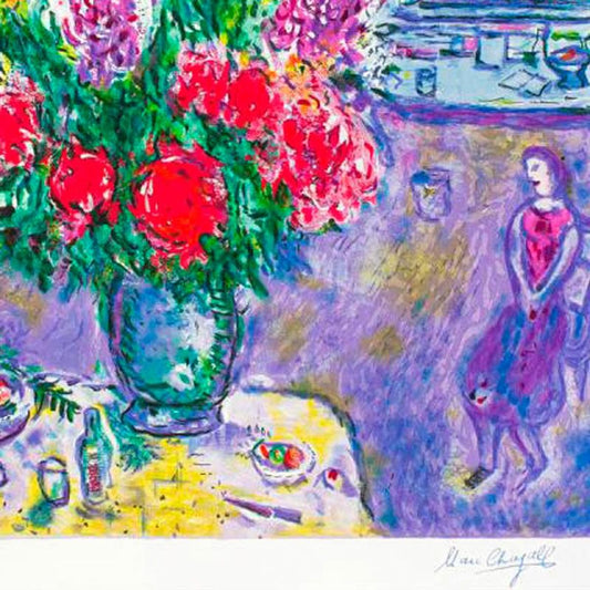Marc Chagall (1887-1985), "Autoportrait Avec Bouquet" Framed Limited Edition Serigraph with Letter of Authenticity.