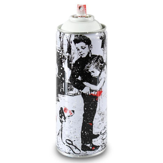 Mr. Brainwash, "Pup Art (White)" Limited Edition Hand Painted Spray Can with Plate Signature.