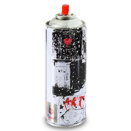 Mr. Brainwash, "Pup Art (White)" Limited Edition Hand Painted Spray Can with Plate Signature.