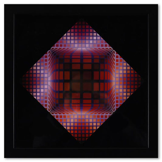 Victor Vasarely (1908-1997), "Dell - 2 de la serie Structures Universelles Du Damier" Framed 1975 Heliogravure Print with Letter of Authenticity