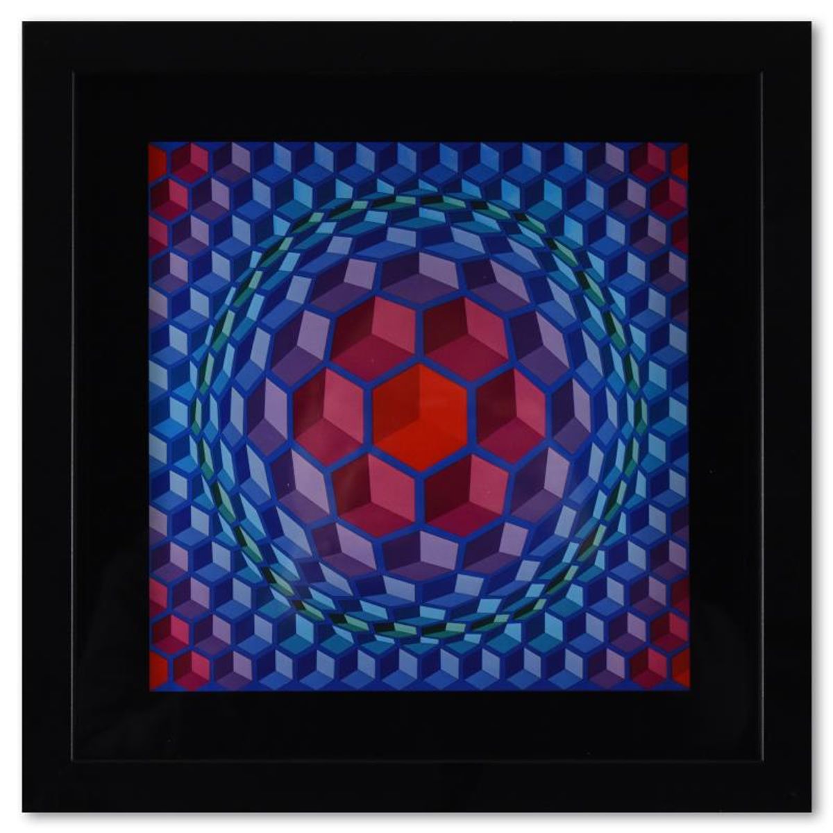 Victor Vasarely (1908-1997), "Cheyt - MC - 4 de la serie Structures Universelles De L'Hexagone" Framed 1975 Heliogravure Print with Letter of Authenticity