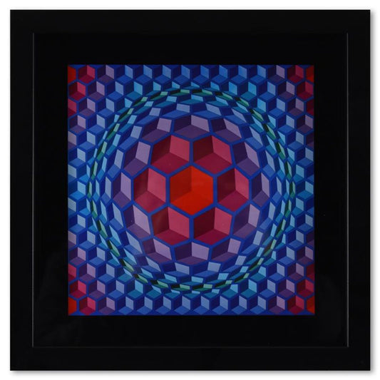Victor Vasarely (1908-1997), "Cheyt - MC - 4 de la serie Structures Universelles De L'Hexagone" Framed 1975 Heliogravure Print with Letter of Authenticity