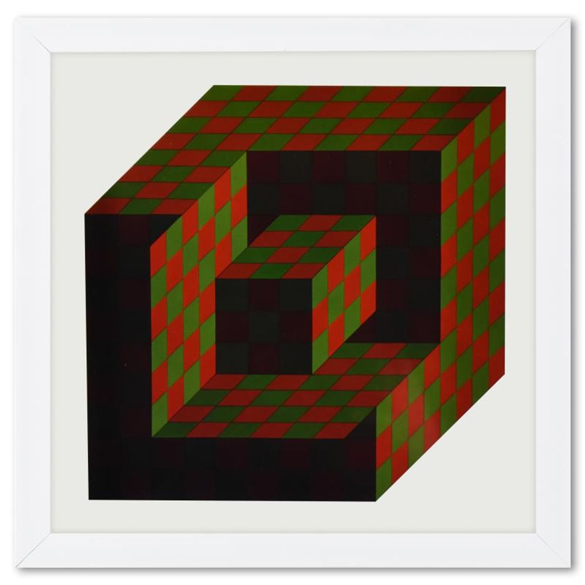 Victor Vasarely (1908-1997), "Bidim de la serie Structures Universelles De L'Hexagone" Framed 1975 Heliogravure Print with Letter of Authenticity