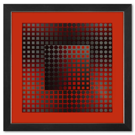 Victor Vasarely (1908-1997), "Zett - RG de la serie Folklore Planetaire" Framed 1971 Heliogravure Print with Letter of Authenticity