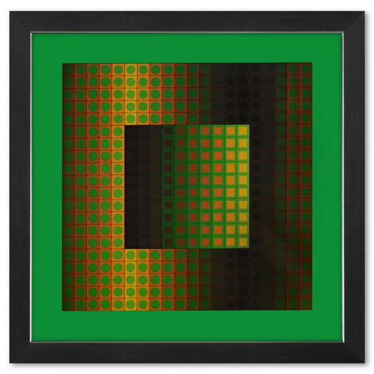 Victor Vasarely (1908-1997), "Zett - ZS de la serie Folklore Planetaire" Framed 1971 Heliogravure Print with Letter of Authenticity