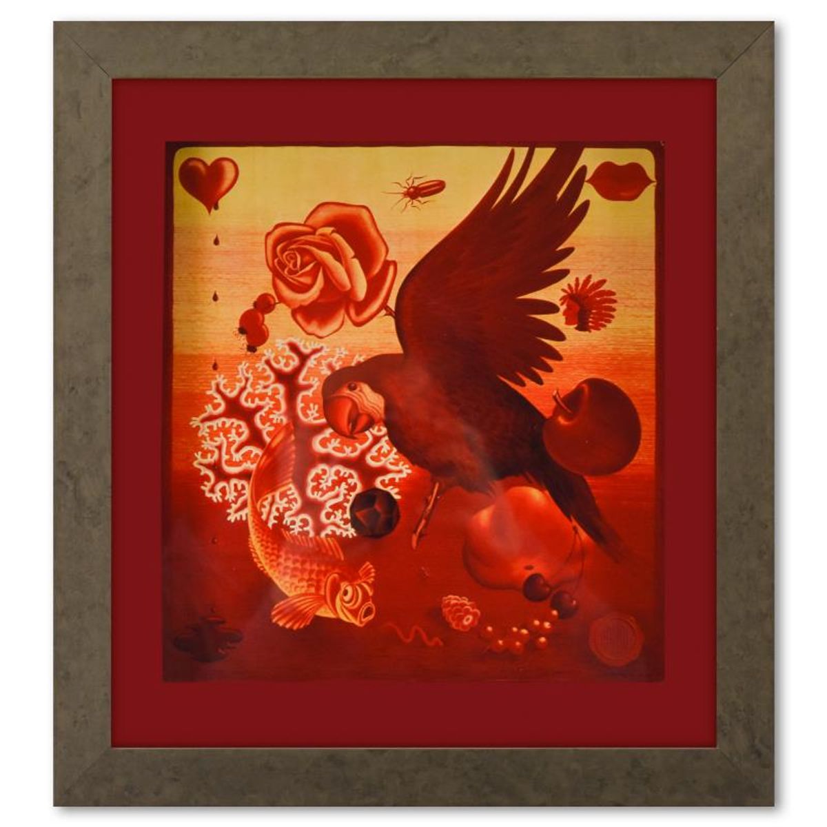 Victor Vasarely (1908-1997), "Etude En Rouge de la serie Graphismes 2" Framed 1977 Heliogravure Print with Letter of Authenticity