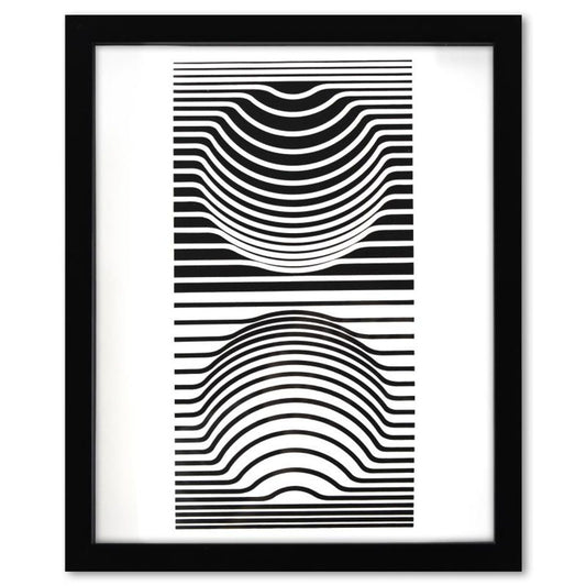 Victor Vasarely (1908-1997), "Sir -Ris de la serie Ondulatoires" Framed 1973 Heliogravure Print with Letter of Authenticity