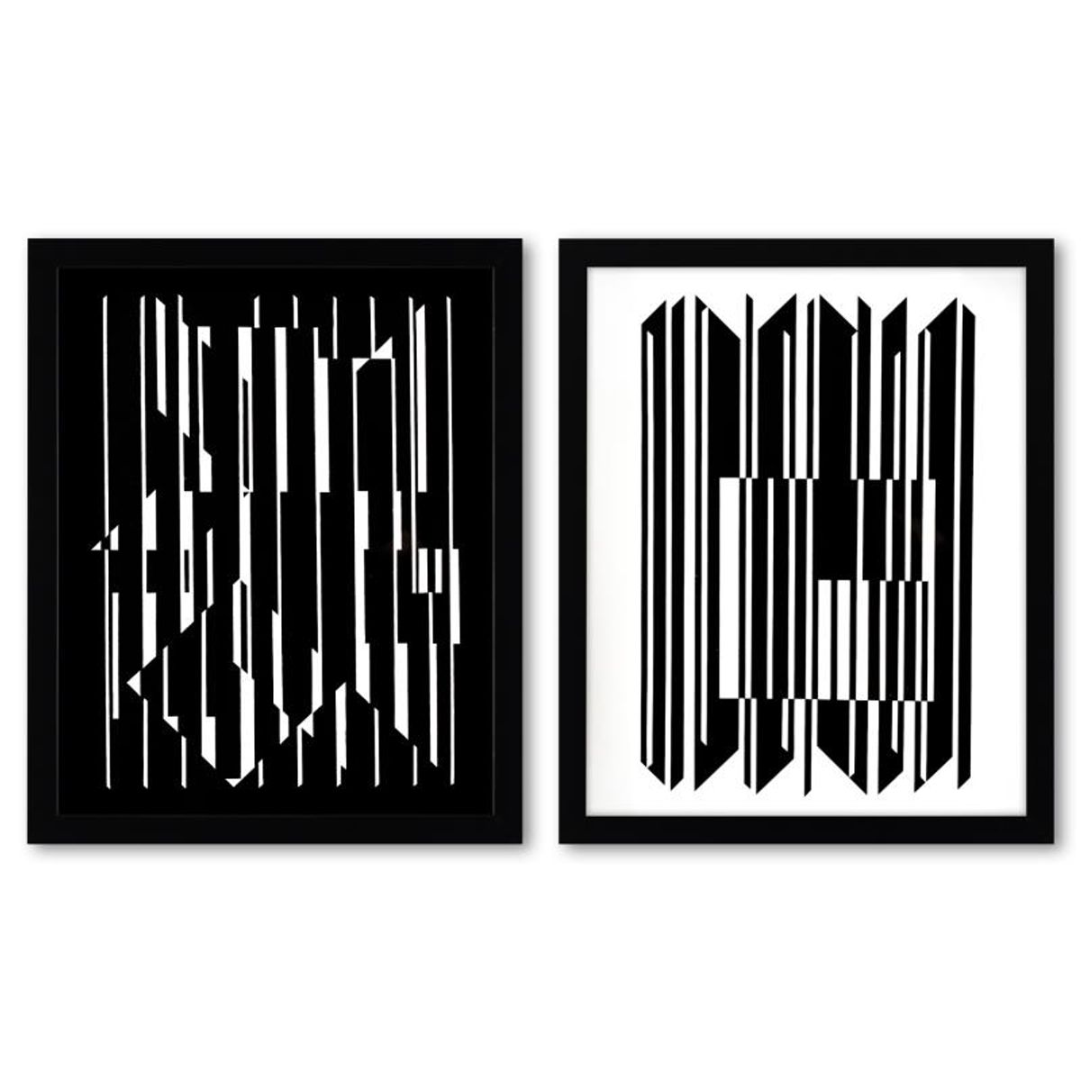 Victor Vasarely (1908-1997), "Leyre-II et Altair de la serie Lineaires (Diptych)" Framed 1973 Heliogravure Prints with Letter of Authenticity