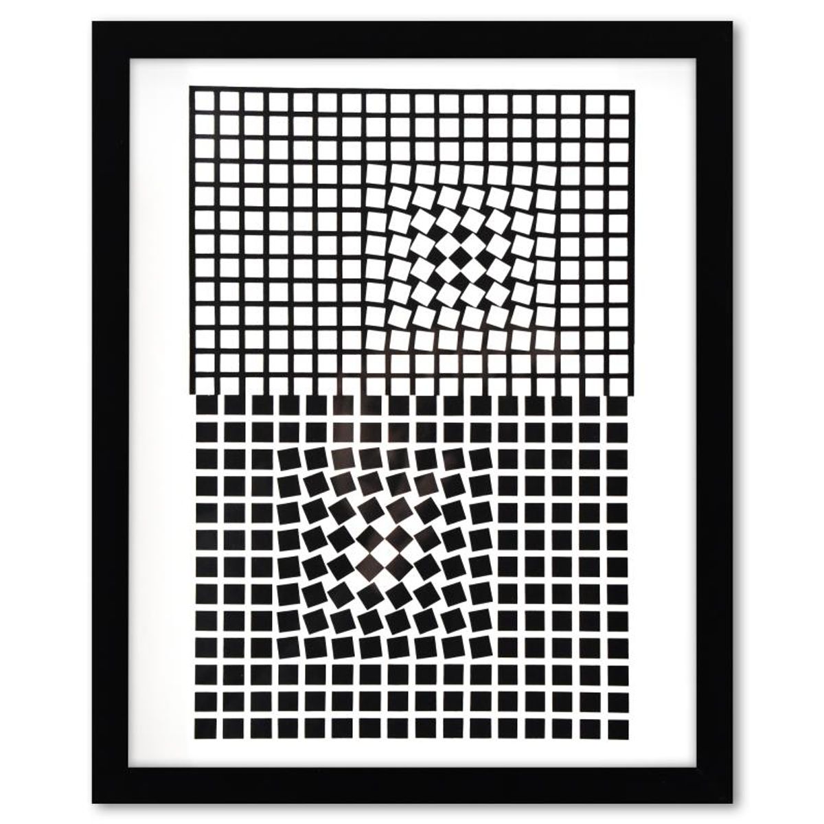 Victor Vasarely (1908-1997), "Eridan - 3 et TLINKO de la serie Corpusculaires (Diptych)" Framed 1973 Heliogravure Prints with Letter of Authenticity