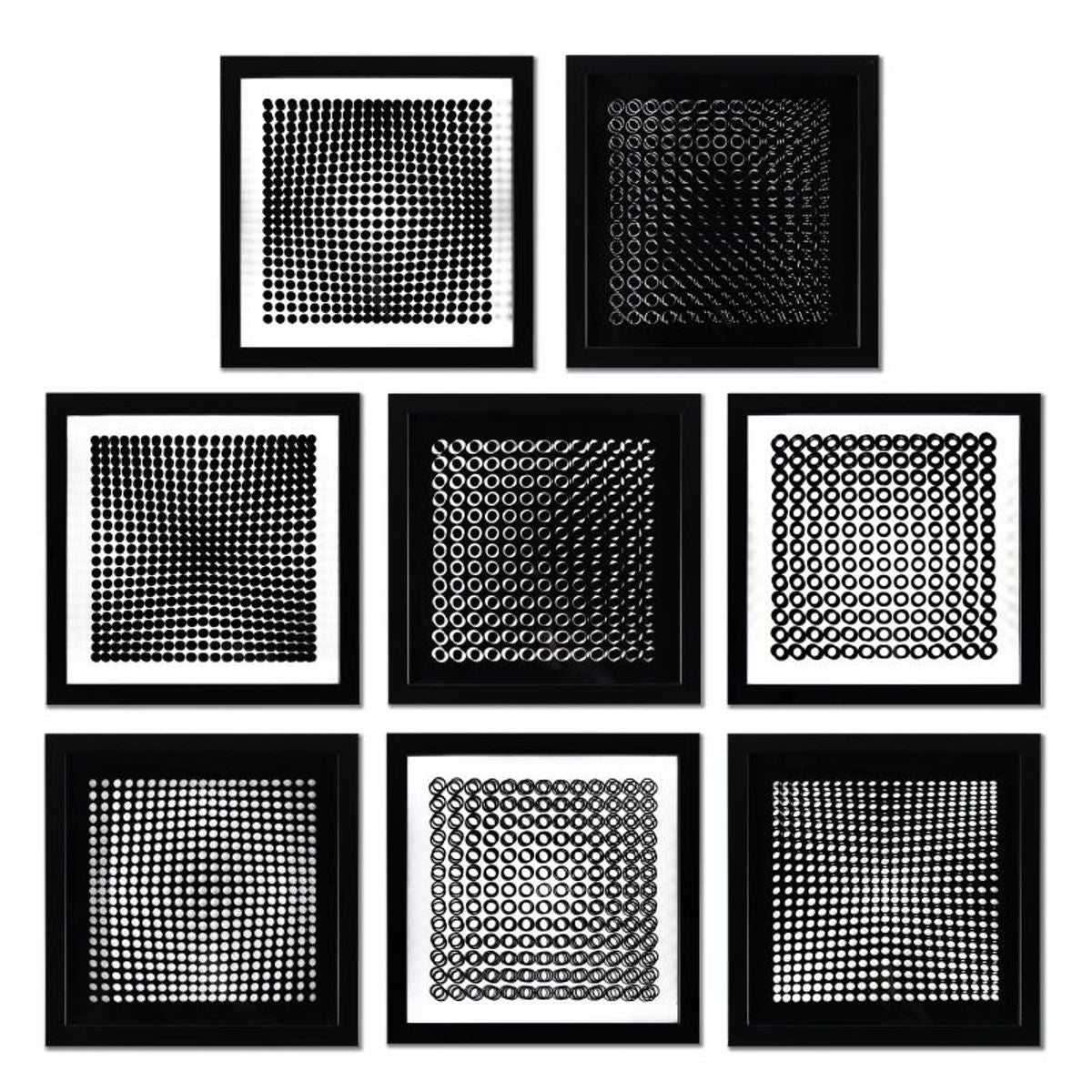 Victor Vasarely (1908-1997), "Trois Dimensions Optique de la serie Cinetiques (Set of 8)" Framed 1973 Dimensional Art with Letter of Authenticity
