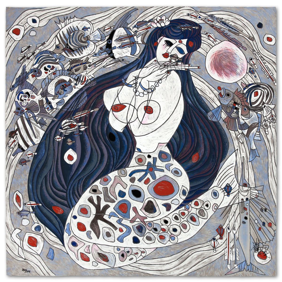 Jian Tie Feng- Silkscreen "White Mermaid"