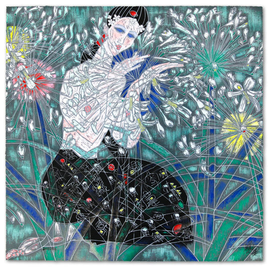 Jian Tie Feng- Silkscreen "Morning Flowers"