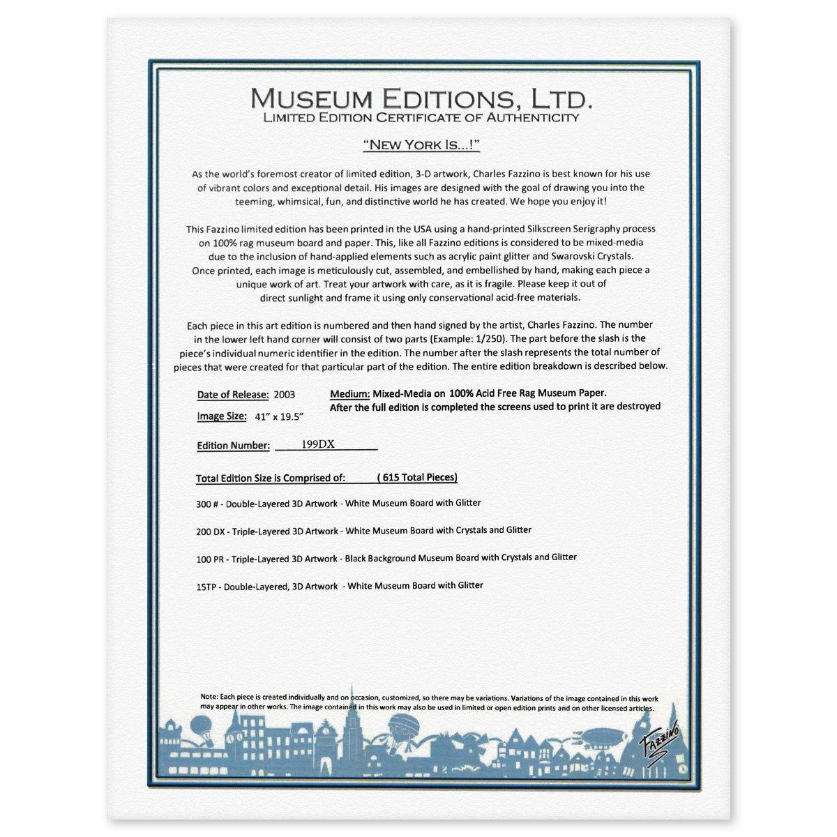 Charles Fazzino- 3D Construction Silkscreen Serigraph "NEW YORK IS"