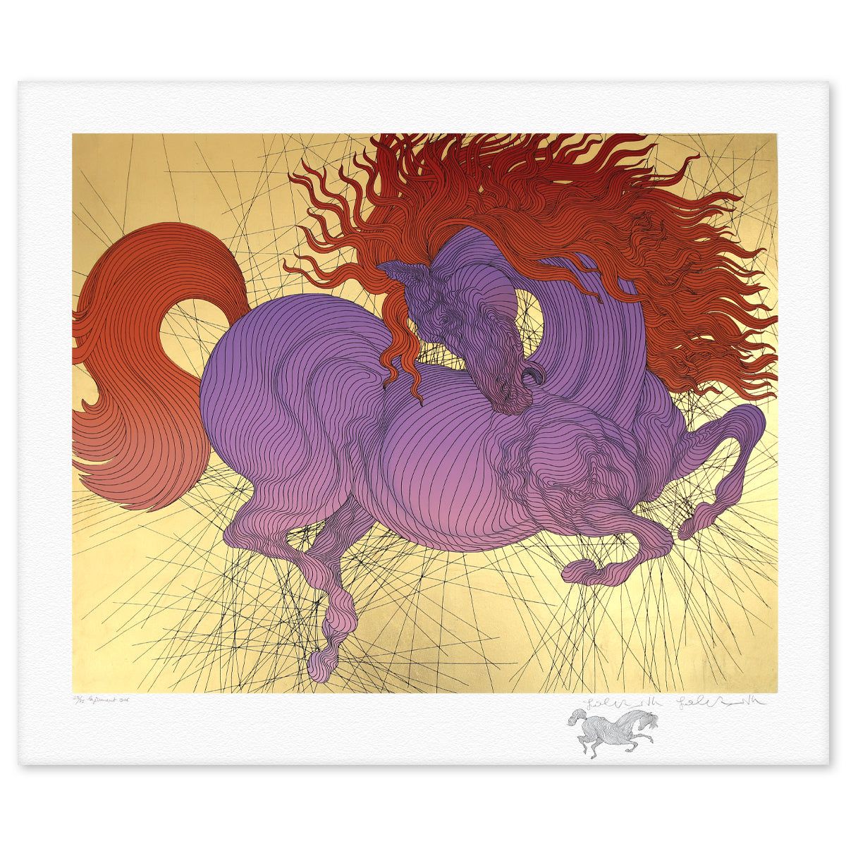 Guillaume Azoulay- Gold Leaf Silkscreen with Remarque "La Jument"