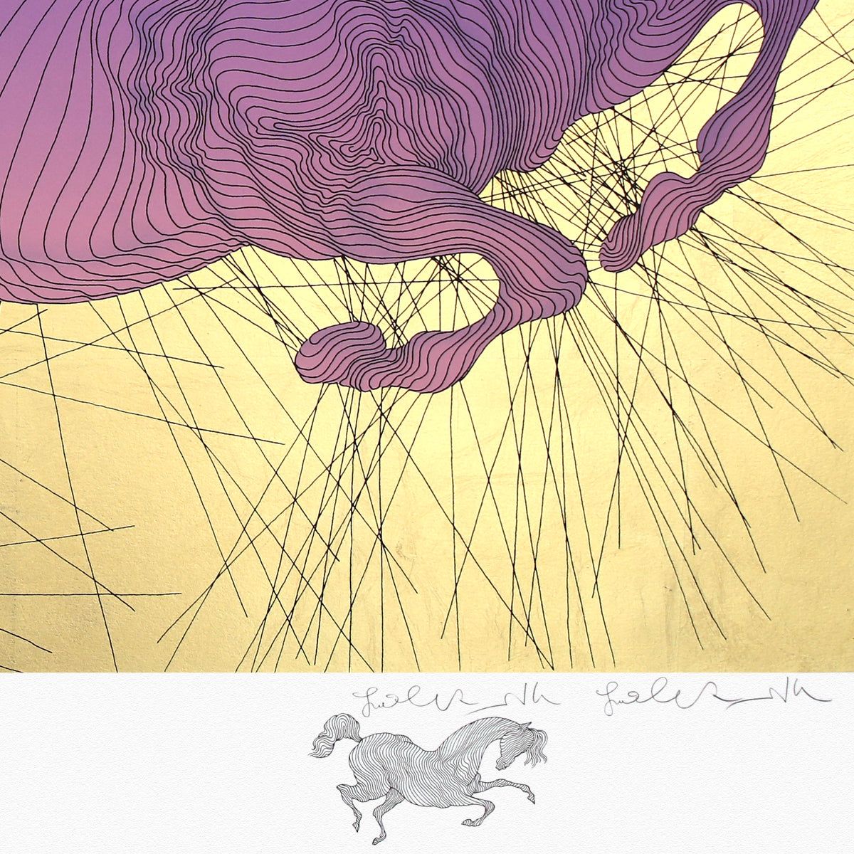 Guillaume Azoulay- Gold Leaf Silkscreen with Remarque "La Jument"