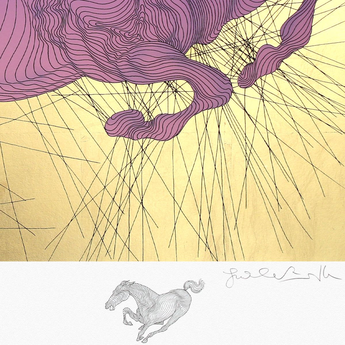 Guillaume Azoulay- Gold Leaf Silkscreen with Remarque "La Jument"