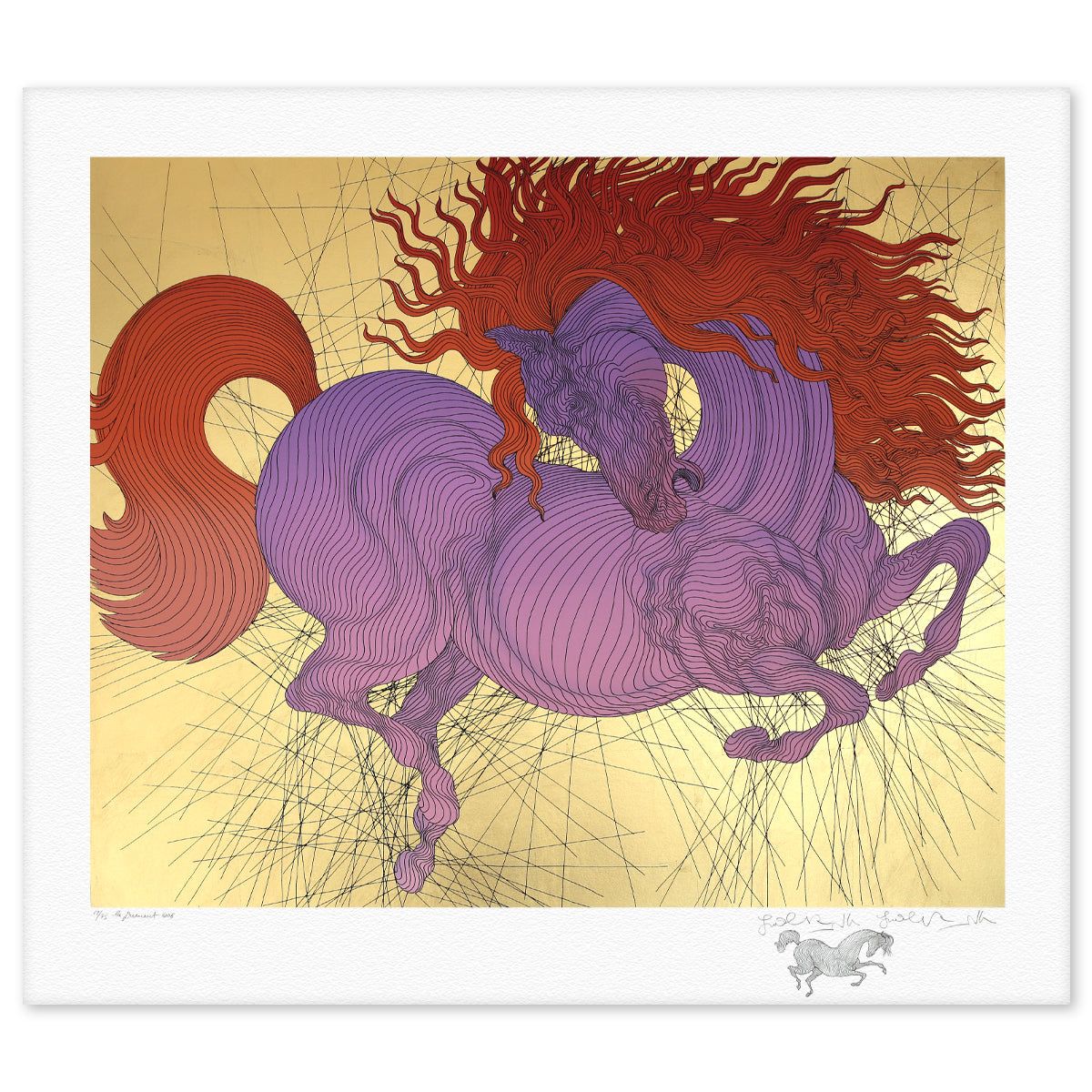 Guillaume Azoulay- Gold Leaf Silkscreen with Remarque "La Jument"