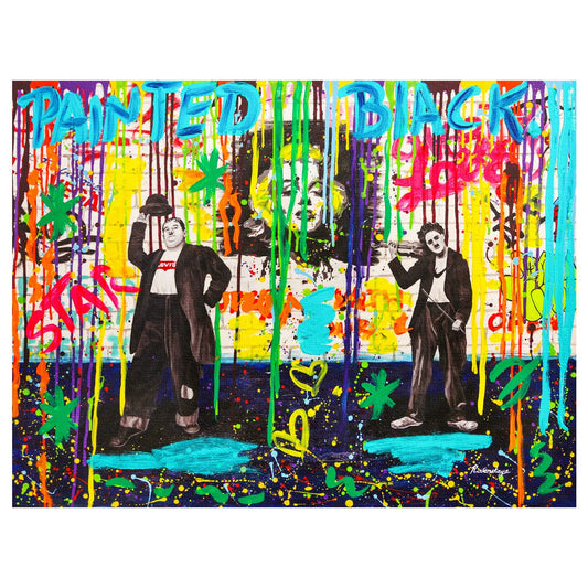 Nastya Rovenskaya- Original Mixed Media on Canvas "Chaplin and Hardy"