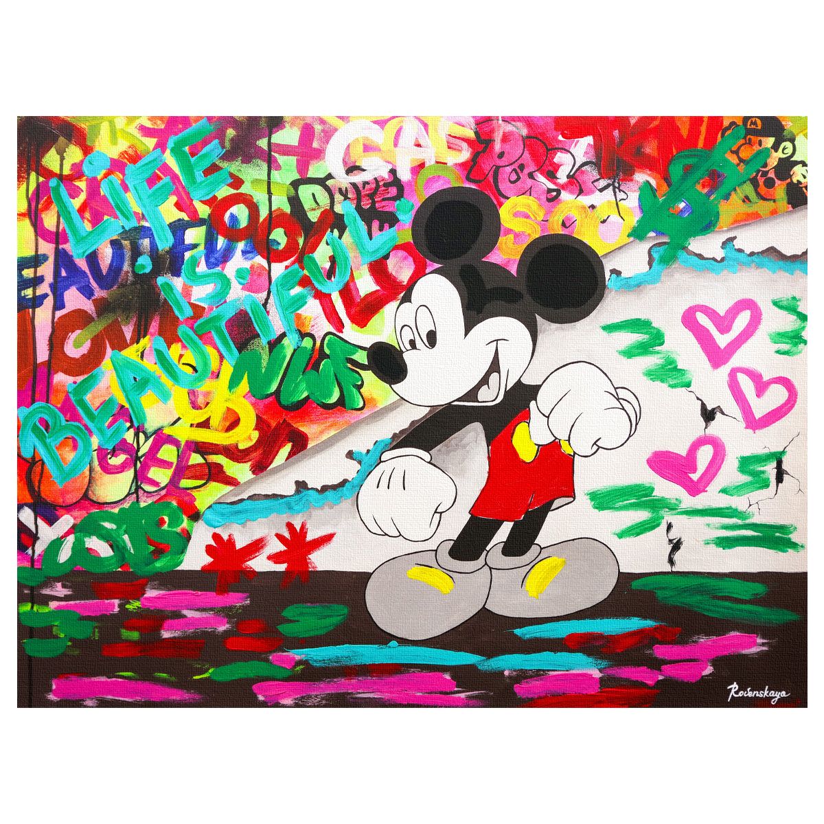Nastya Rovenskaya- Original Mixed Media on Canvas "Dancing in the City"