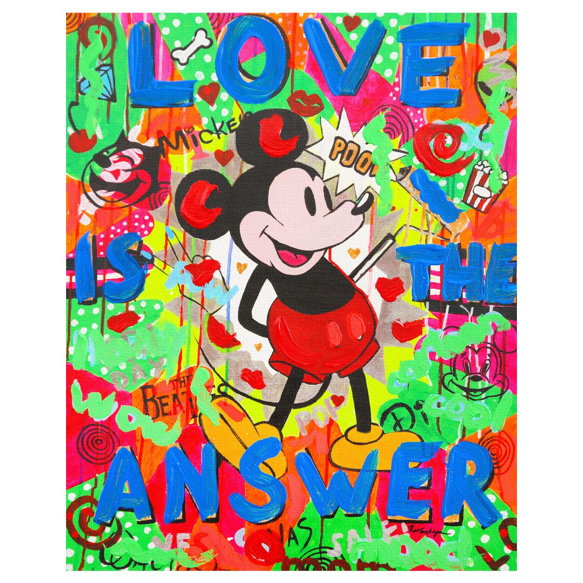 Nastya Rovenskaya- Original Mixed Media on Canvas "The Answer is Love"