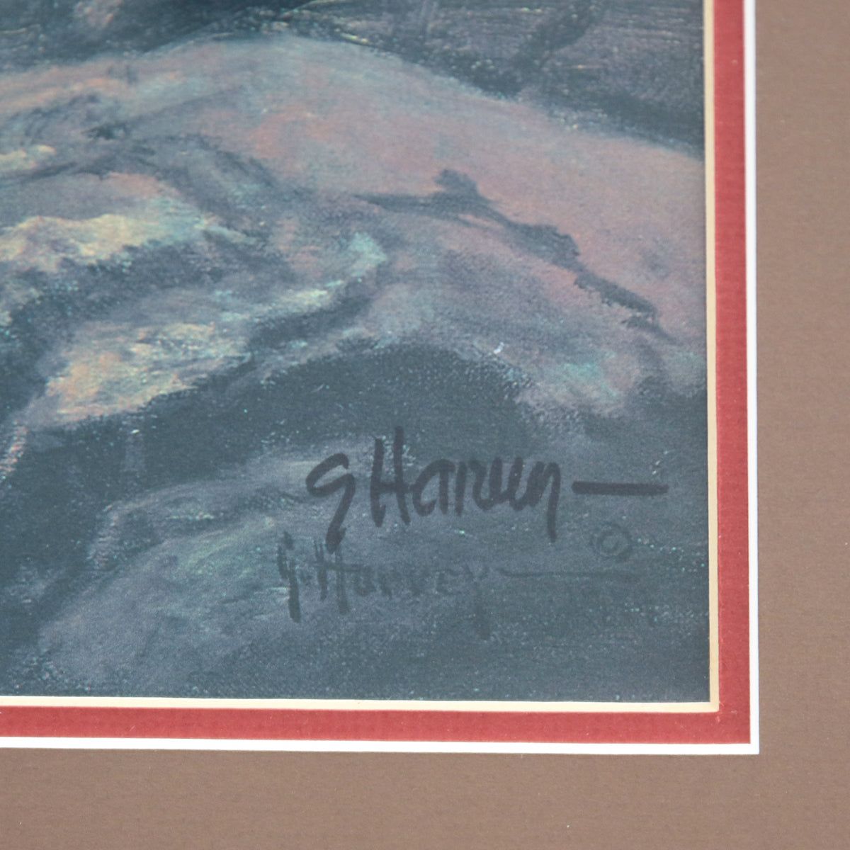 Guy Harvey- Offset Lithograph "Indian on the River With a Horse"