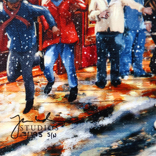 Thomas Kinkade- Hand Embellished Giclee on Canvas "Deadpool- Snow Day"