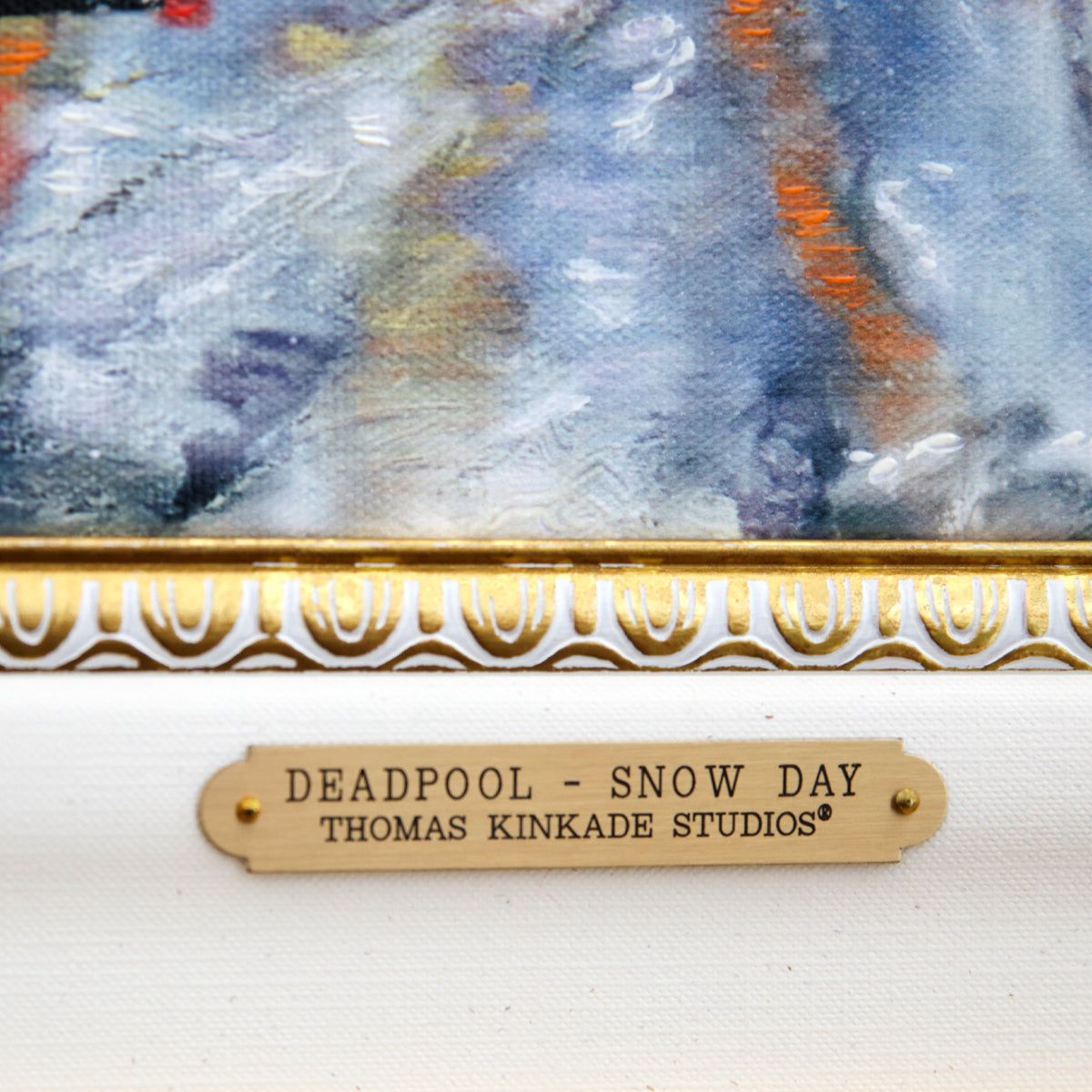 Thomas Kinkade- Hand Embellished Giclee on Canvas "Deadpool- Snow Day"