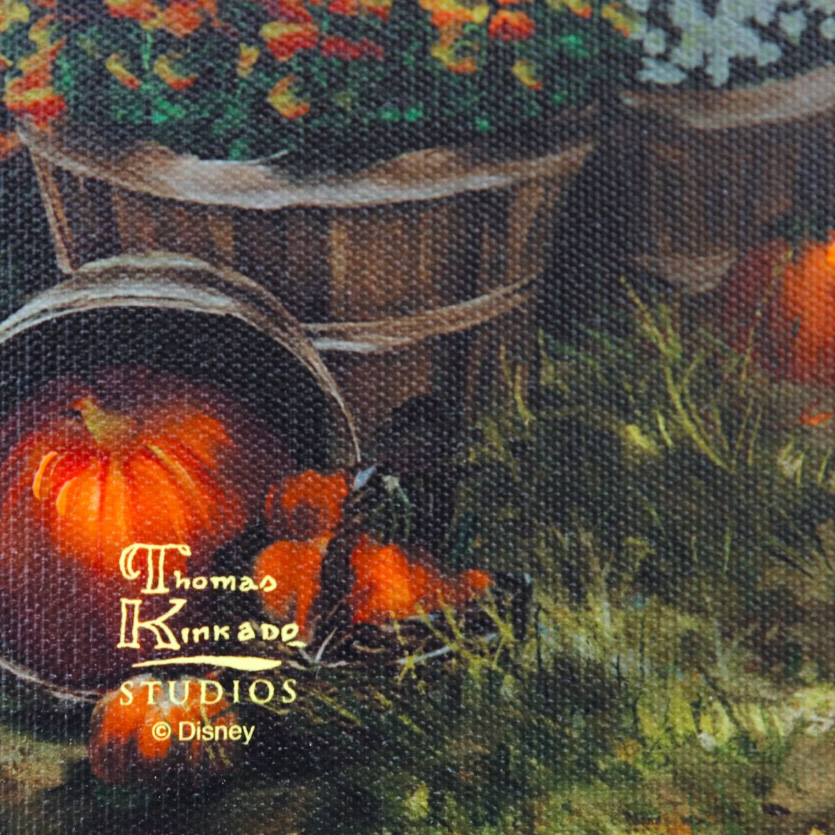 Thomas Kinkade- Hand Embellished Giclee on Canvas "Mickey and Minnie Pumpkin Festival"