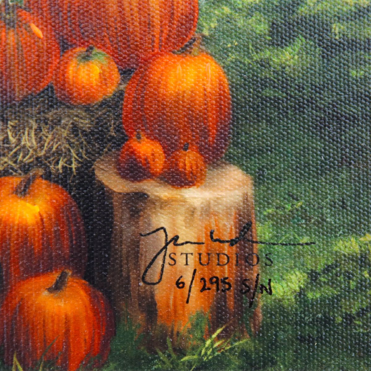 Thomas Kinkade- Hand Embellished Giclee on Canvas "Mickey and Minnie Pumpkin Festival"