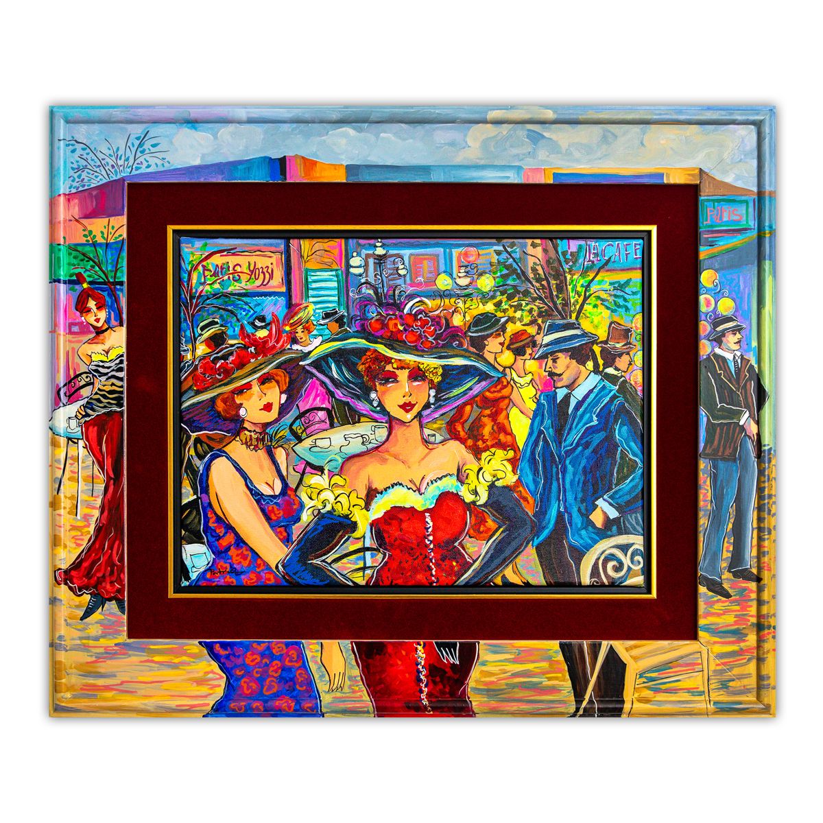 Patricia Govezensky- Original Acrylic with Hand Painted Frame "Radiance in Motion"