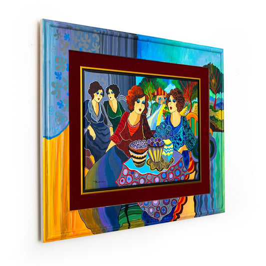 Patricia Govezensky- Original Acrylic with Hand Painted Frame "Moments of Joy"