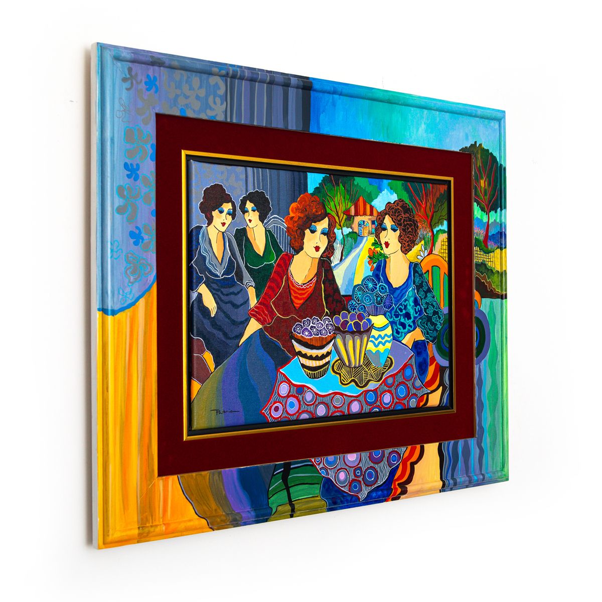 Patricia Govezensky- Original Acrylic with Hand Painted Frame "Moments of Joy"