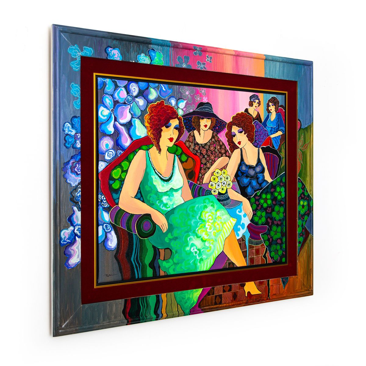Patricia Govezensky- Original Acrylic with Hand Painted Frame "Rhythms of the Painted Night"