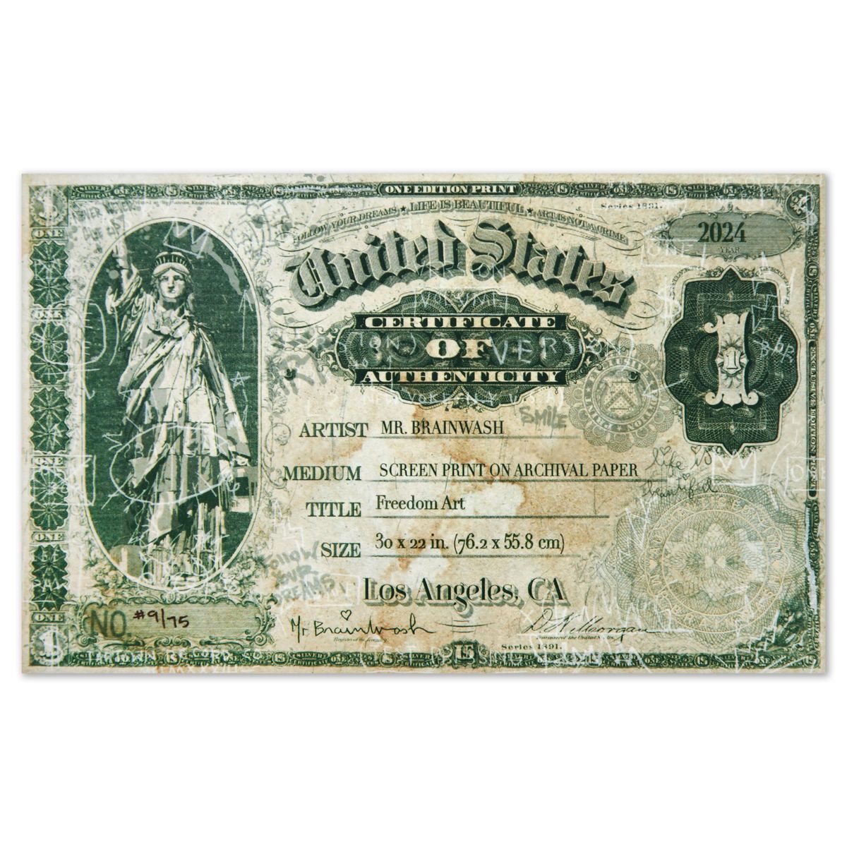 Mr Brainwash- Silkscreen "Freedom Art"