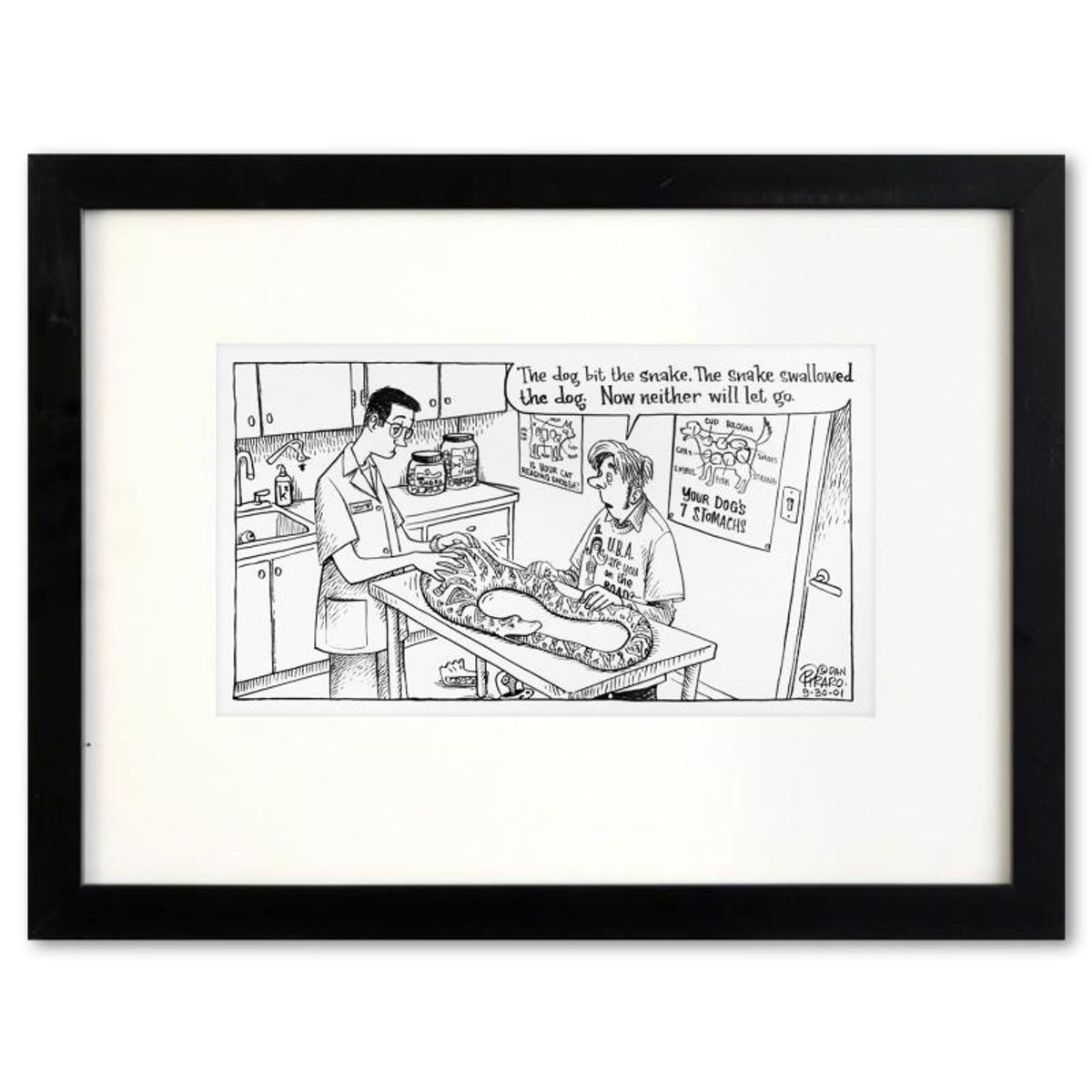 Bizarro, "Stubborn Pets" is a Framed Original Pen & Ink Drawing by Dan Piraro, Hand Signed with Letter of Authenticity.
