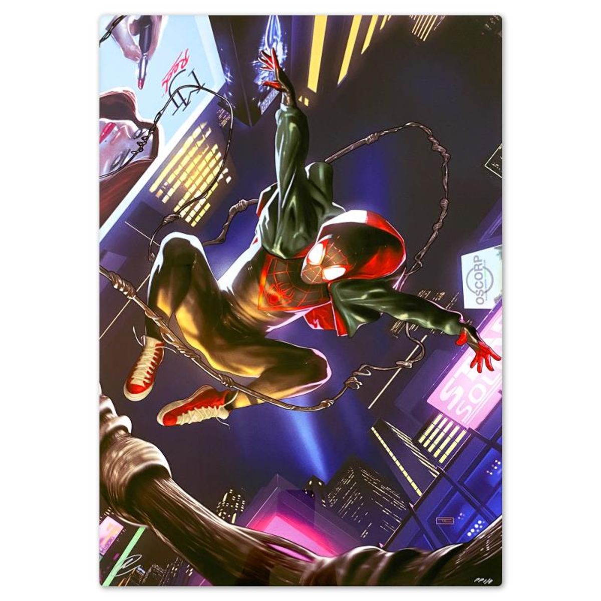Marvel Comics & Taurin Clarke, "Miles Morales: Spider-Man" Limited Edition on Aluminum, PP Numbered 1/4 and Signed with Letter of Authenticity.