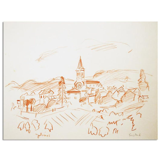 Wayne Ensrud "View Of Julienas In Beaujolais, France" Mixed Media Original Artwork with COA.