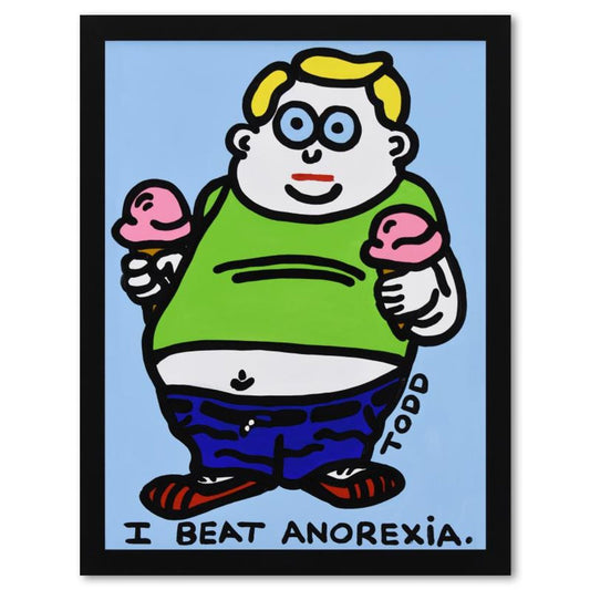 Todd Goldman, "I Beat Anorexia" Framed Original Painting, Hand Signed with LOA (inappropriate content).