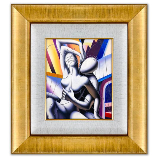 Mark Kostabi, "The Source Unveiled" Framed Original Oil Painting on Canvas, Hand Signed with a Certificate of Authenticity.