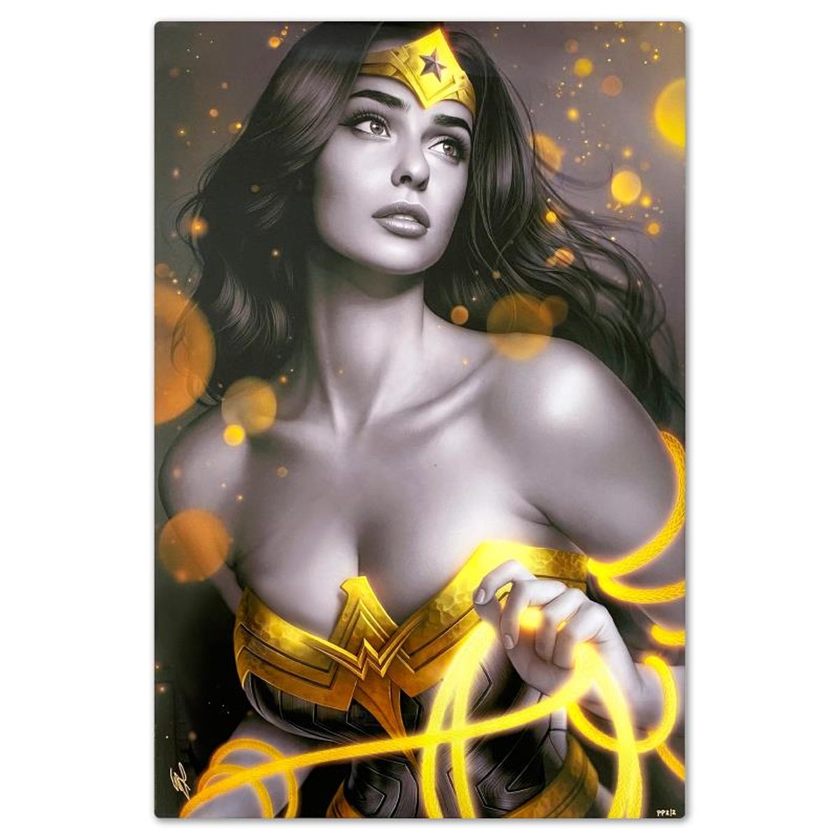 DC Comics & Warren Louw, "Wonder Woman: Black & Gold" Limited Edition on Aluminum, PP Numbered 2/2 and Signed with Letter of Authenticity.