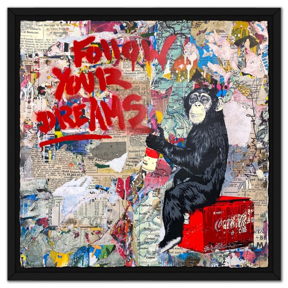 Mr. Brainwash, "Everyday Life" Framed Unique (UNIQ) Mixed Media, Hand Signed with Certificate of Authenticity.