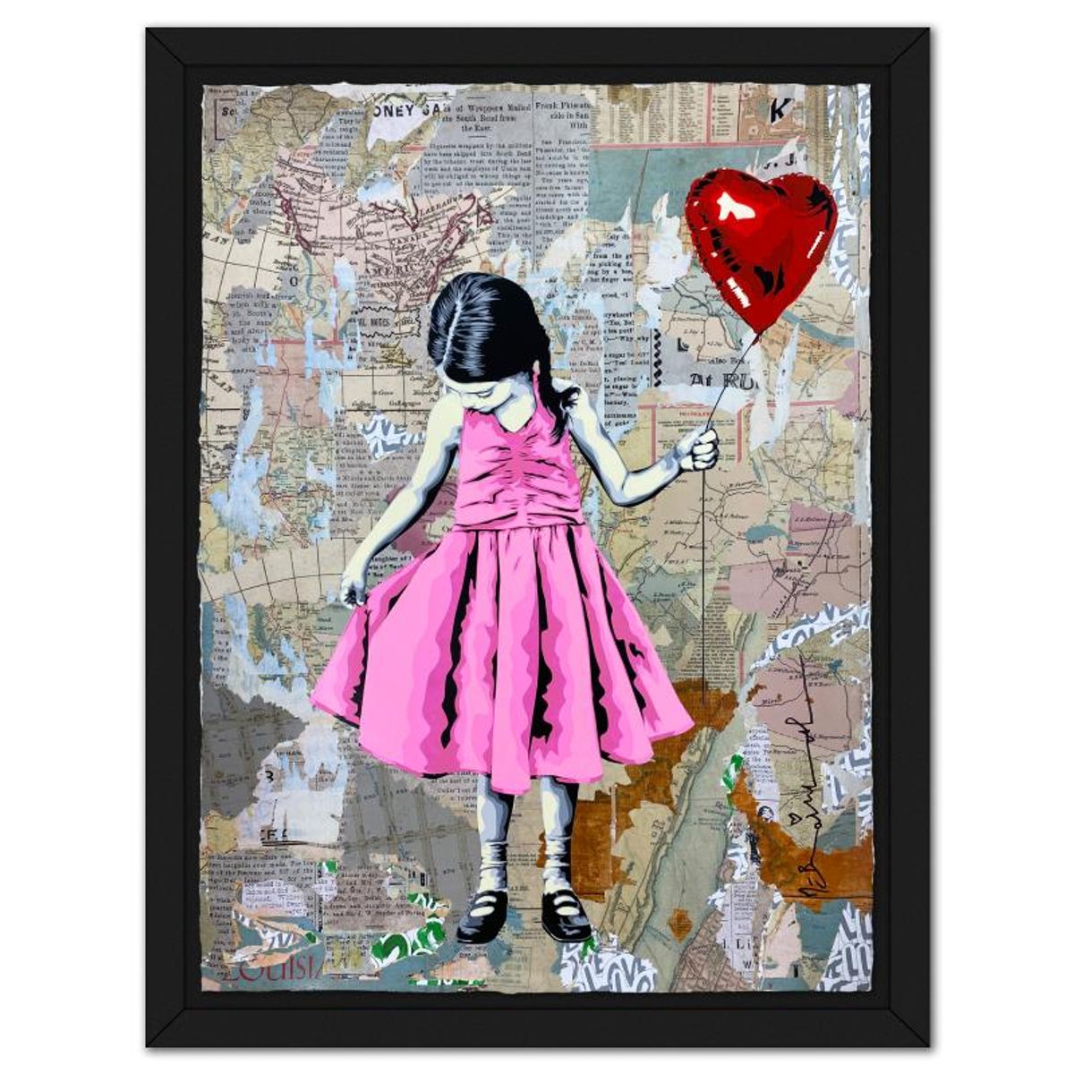 Mr Brainwash, "Beautiful Girl, 2024" Framed Unique (UNQ) Mixed Media, Hand Signed with Certificate of Authenticity.