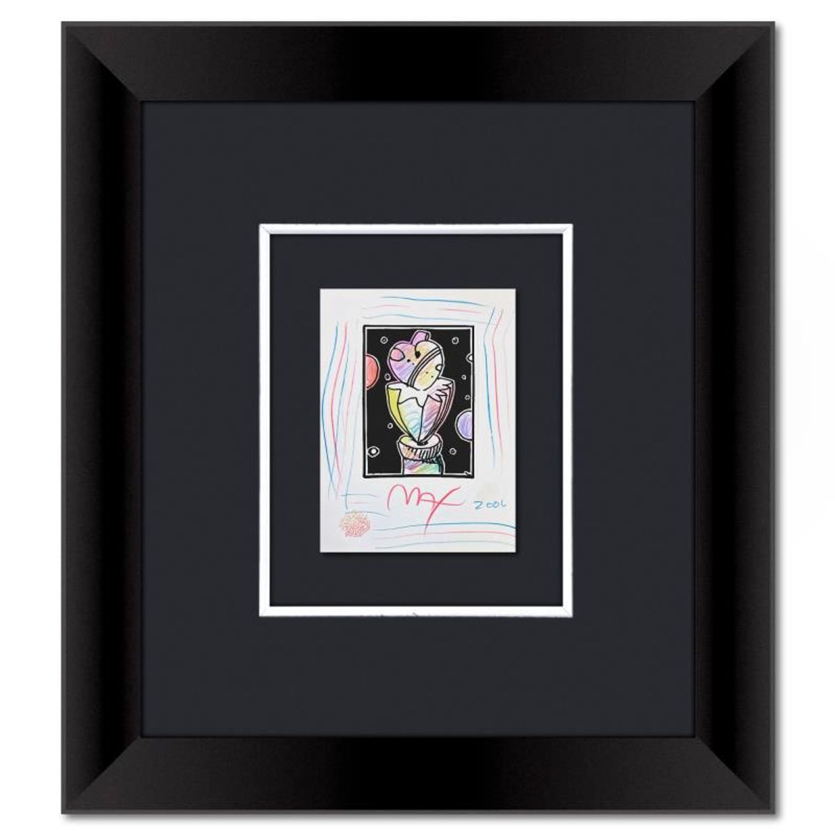 Peter Max, Framed One-of-a-Kind Mixed Media, Hand Signed with Registration Number Certifying Authenticity.