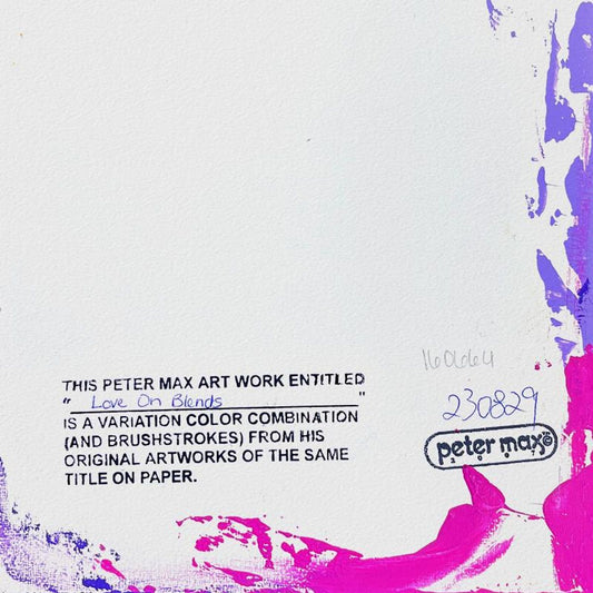Peter Max, "Love" Framed One-of-a-Kind Acrylic Mixed Media, Hand Signed with Registration Number Certifying Authenticity.