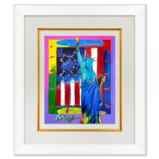 Peter Max, "United We Stand" Framed One-of-a-Kind Mixed Media, Hand Signed with Registration Number Certifying Authenticity.
