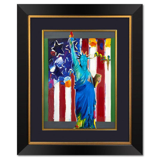 Peter Max, "United we Stand" Framed One-of-a-Kind Acrylic Mixed Media, Hand Signed with Registration Number Certifying Authenticity