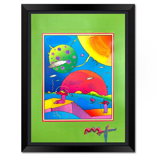 Peter Max, "Year 2250" Framed One-of-a-Kind Mixed Media, Hand Signed with Registration Number Certifying Authenticity.